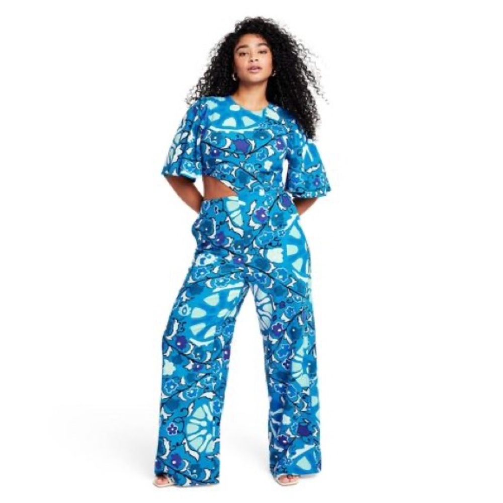 Women's Large Zinnia Floral Print Bell Sleeve Cut Out Jumpsuit - RHODE x Target